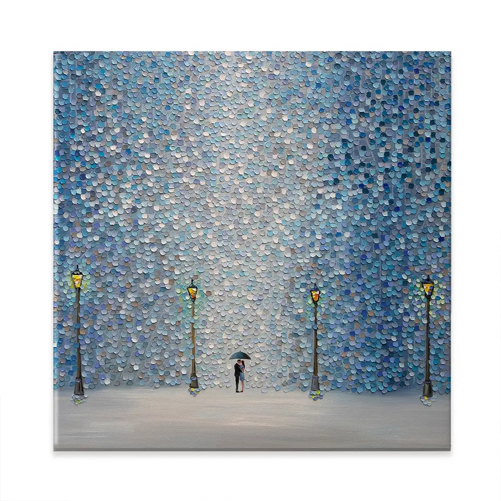 Kiss Under The Rain Square Canvas Print Kiss Under The Rain Square Canvas Print wall art product Ekaterina Ermilkina