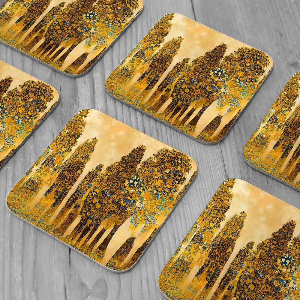 Klimt Style Trees Coaster Set Klimt Style Trees Coaster Set wall art product J. Waleson Photo / Shutterstock