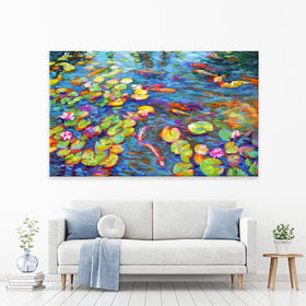 Koi Fish And Water Lillies Canvas Print wall art product Leon Devenice