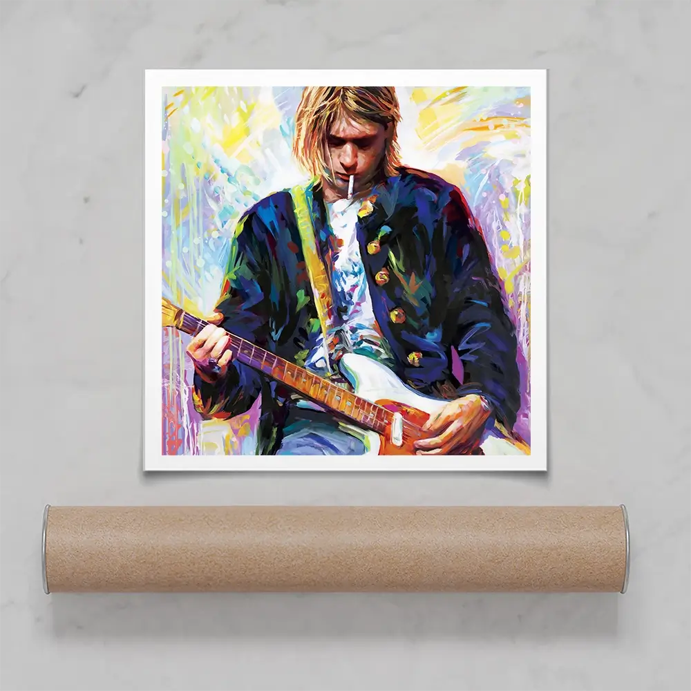 Kurt Cobain Square Art Print Kurt Cobain Square Art Print wall art product Leon Devenice