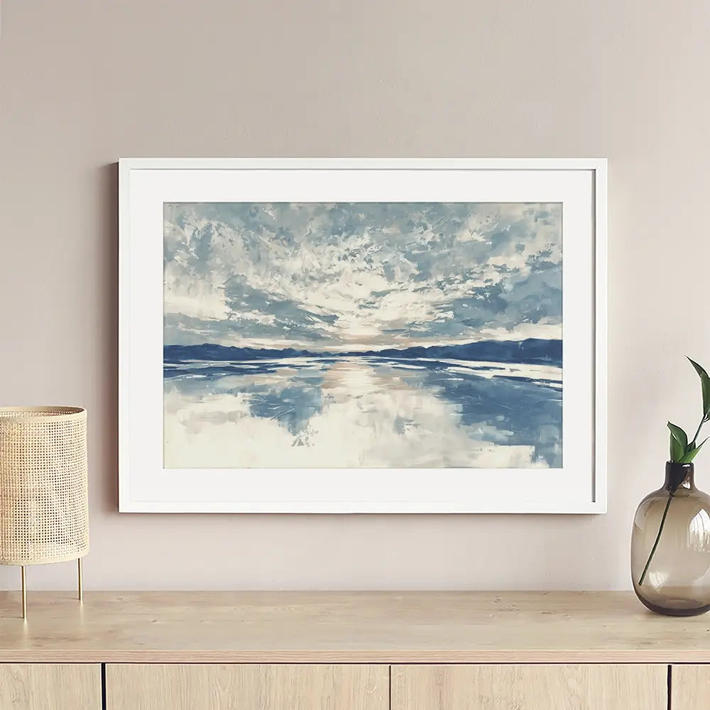 Lake Cloud Reflection Wide Framed Art Print Lake Cloud Reflection Wide Framed Art Print wall art product Chromatic Storm Studio