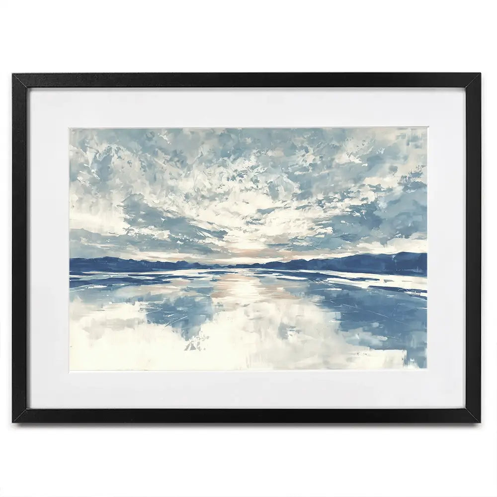 Lake Cloud Reflection Wide Framed Art Print Lake Cloud Reflection Wide Framed Art Print wall art product Chromatic Storm Studio