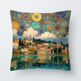 Lake Garda Nouveau Cushion Lake Garda Nouveau Cushion wall art product Art Print Shop