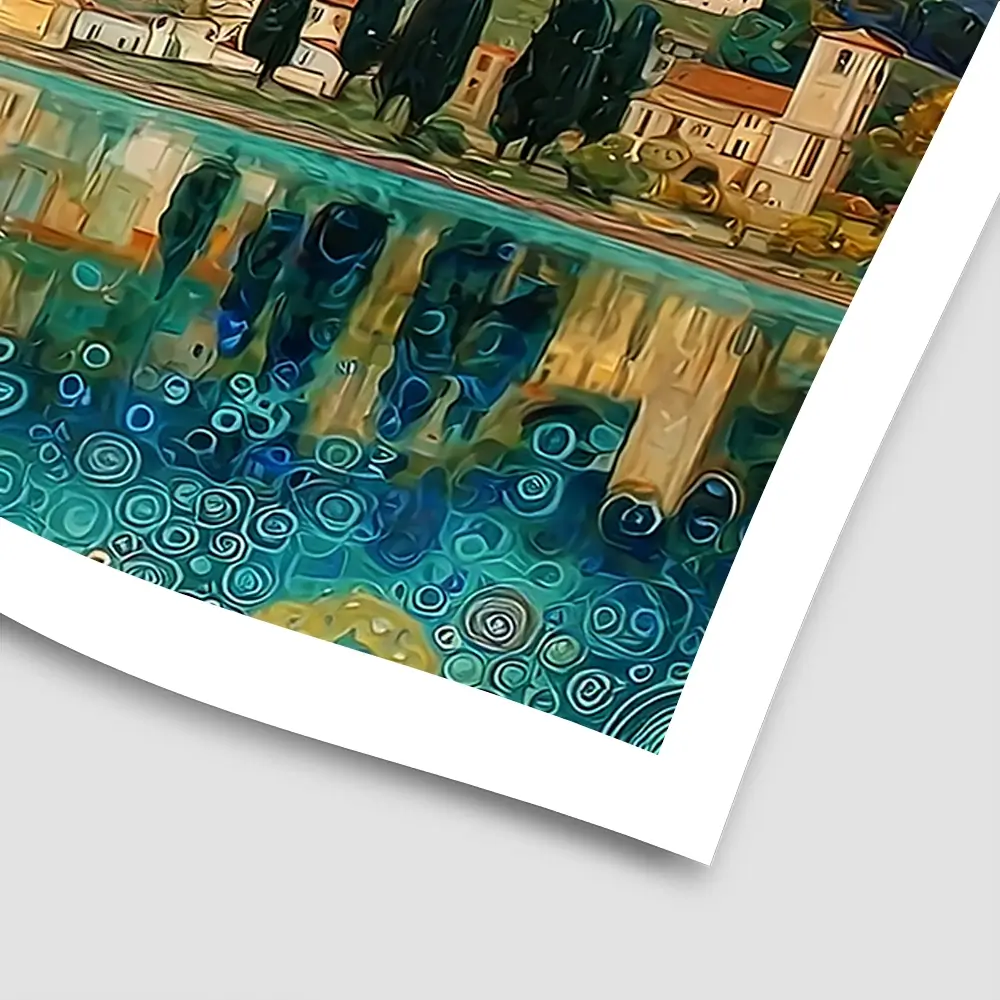 Lake Garda Nouveau Square Art Print Lake Garda Nouveau Square Art Print wall art product Art Print Shop