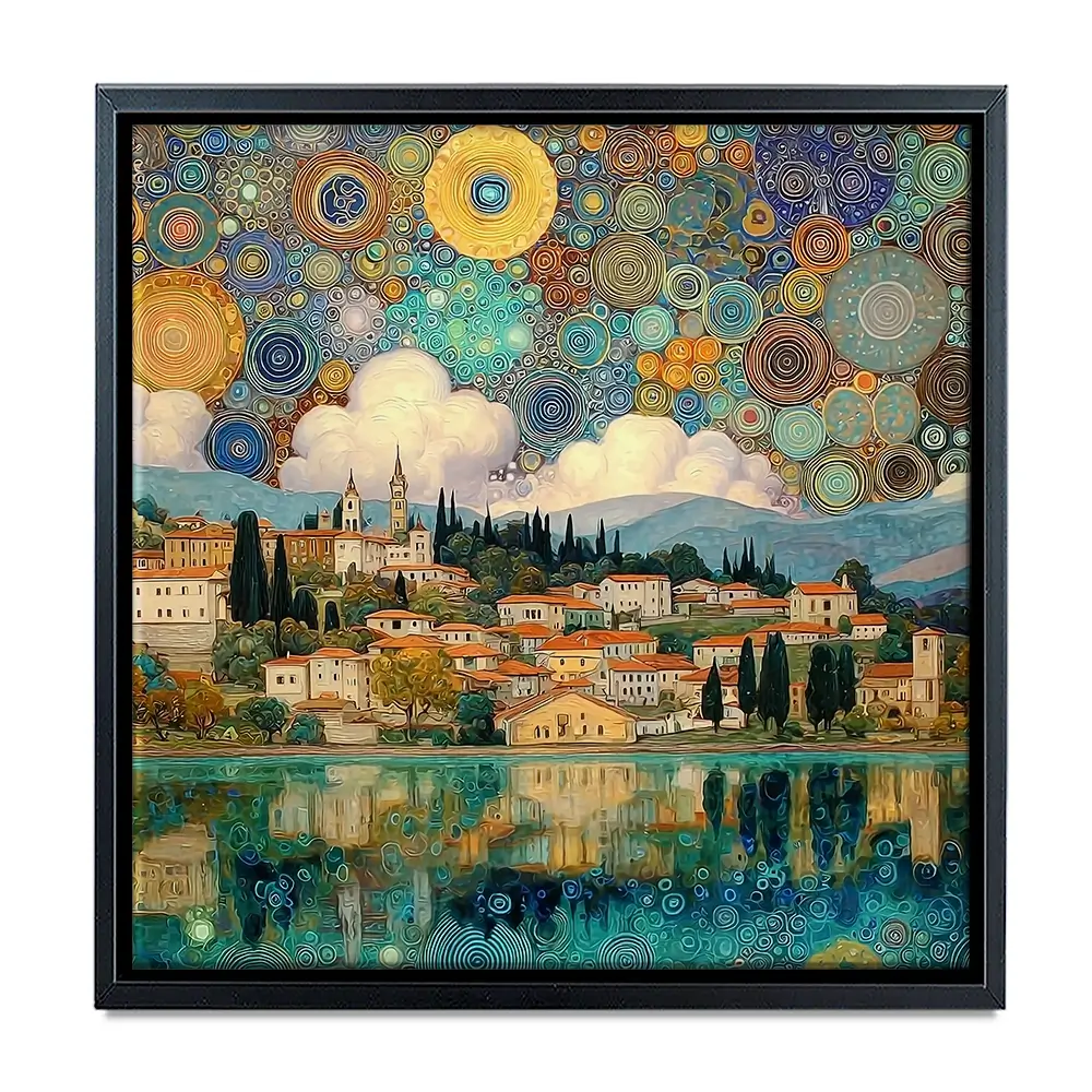 Lake Garda Nouveau Square Canvas Print Lake Garda Nouveau Square Canvas Print wall art product Art Print Shop