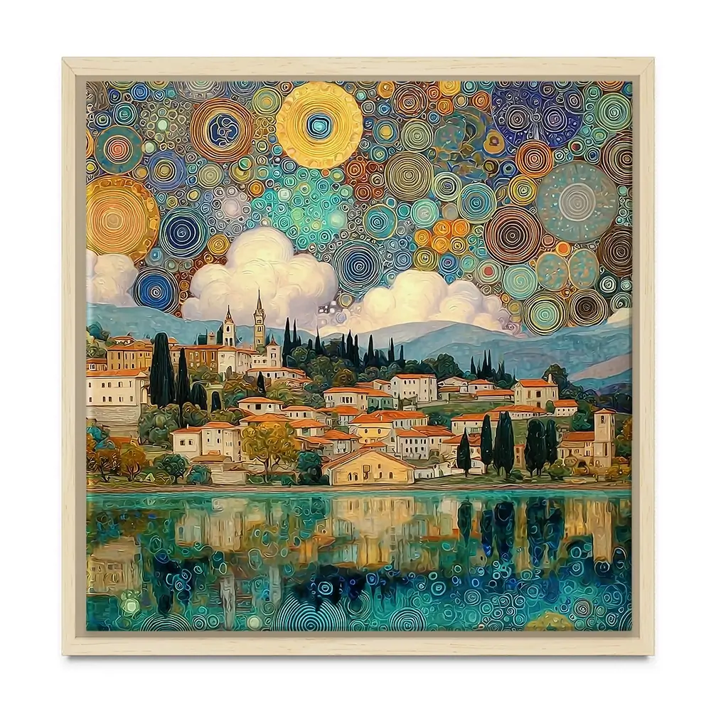 Lake Garda Nouveau Square Canvas Print Lake Garda Nouveau Square Canvas Print wall art product Art Print Shop