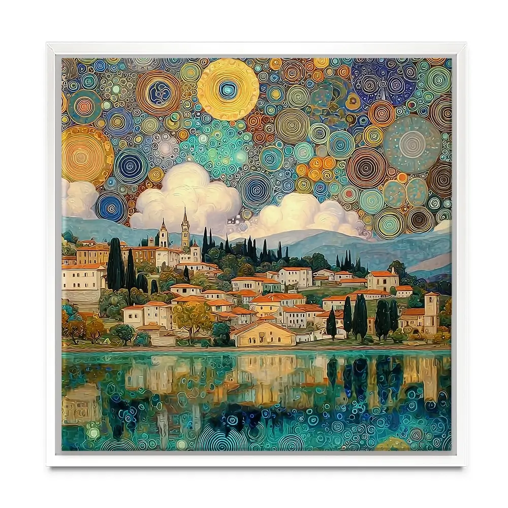 Lake Garda Nouveau Square Canvas Print Lake Garda Nouveau Square Canvas Print wall art product Art Print Shop