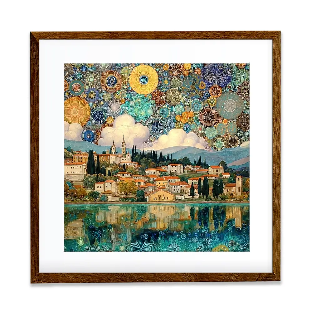 Lake Garda Nouveau Square Framed Art Print Lake Garda Nouveau Square Framed Art Print wall art product Art Print Shop