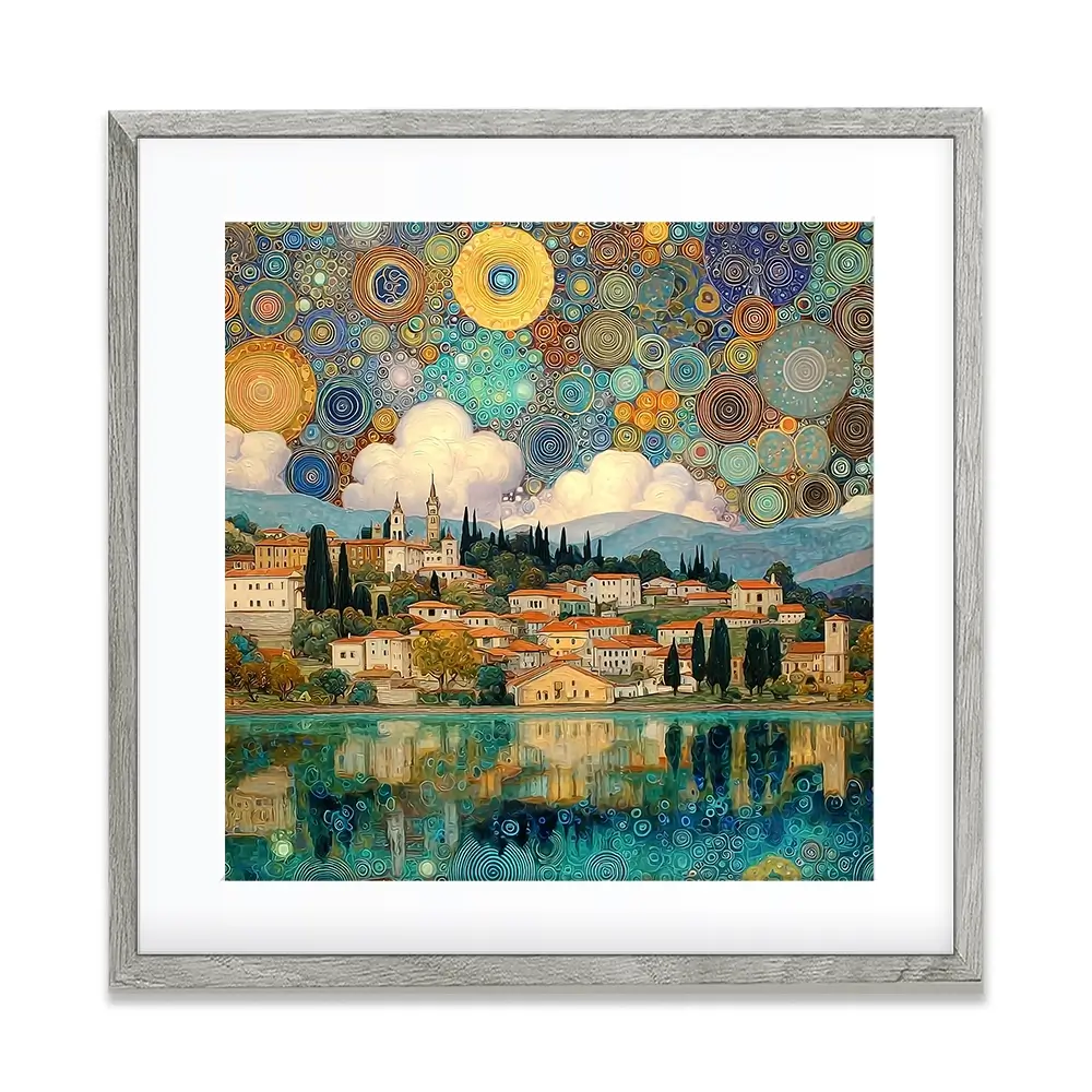 Lake Garda Nouveau Square Framed Art Print Lake Garda Nouveau Square Framed Art Print wall art product Art Print Shop