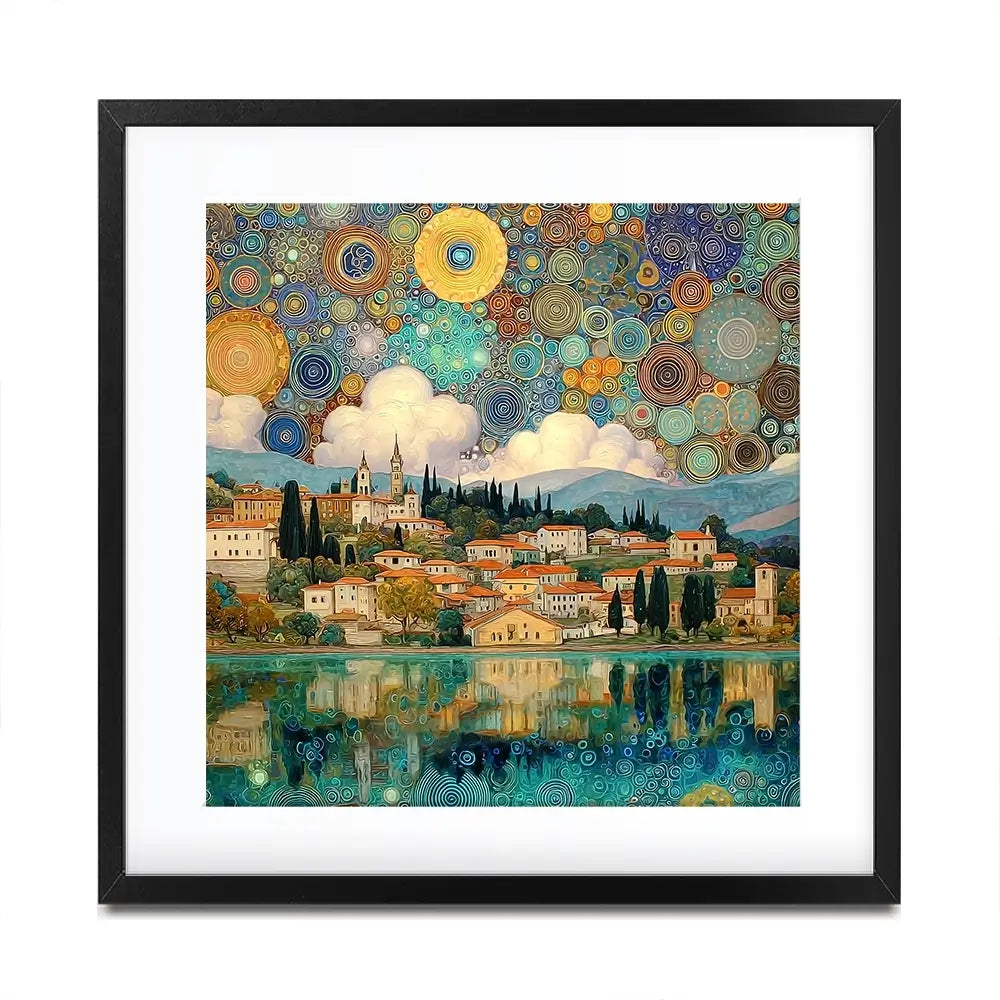 Lake Garda Nouveau Square Framed Art Print Lake Garda Nouveau Square Framed Art Print wall art product Art Print Shop