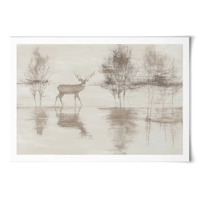 Lake Stag Reflection Art Print Lake Stag Reflection Art Print wall art product Chromatic Storm Studio