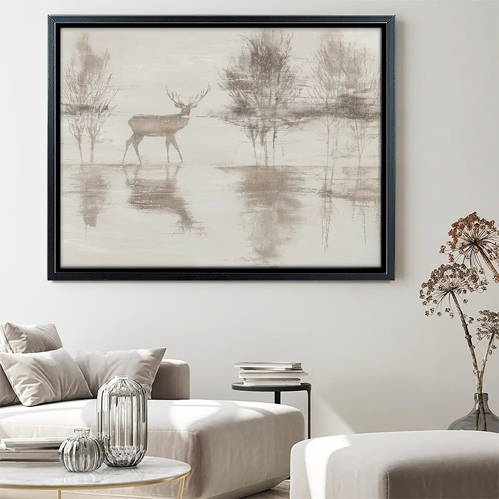Lake Stag Reflection Canvas Print Lake Stag Reflection Canvas Print wall art product Chromatic Storm Studio