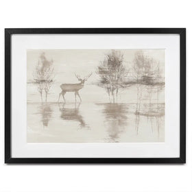Lake Stag Reflection Framed Art Print Lake Stag Reflection Framed Art Print wall art product Chromatic Storm Studio