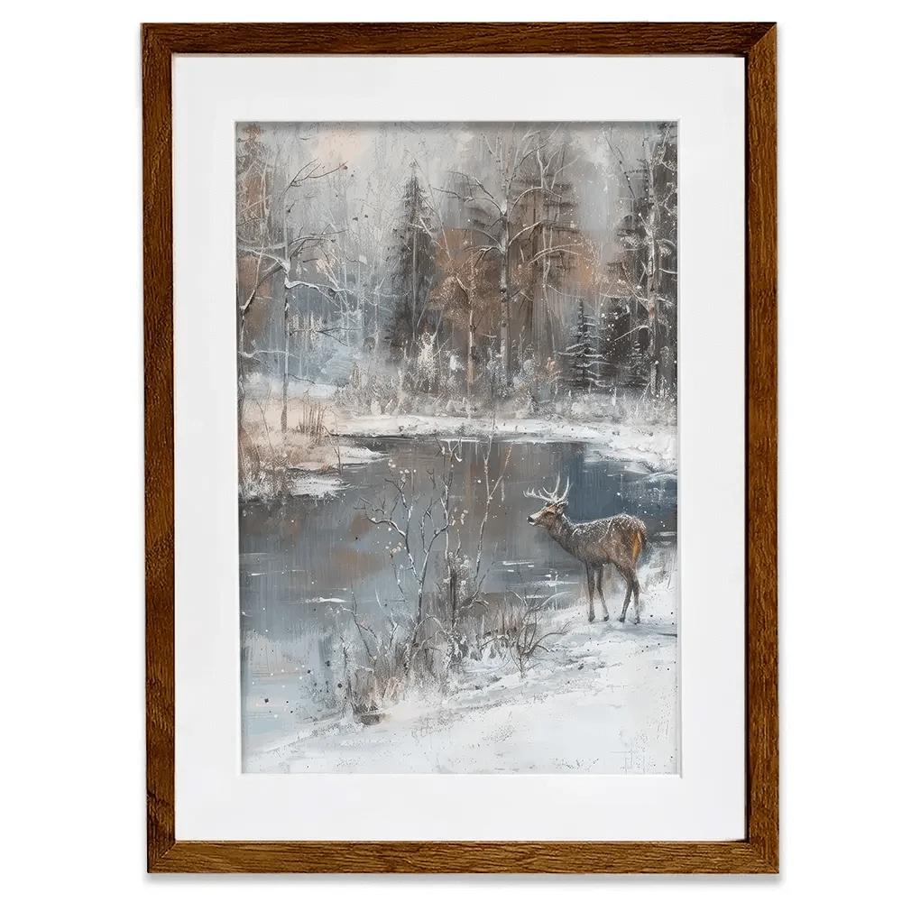 Lakeside Deer Framed Art Print Lakeside Deer Framed Art Print wall art product Petal Prints Design - Independent