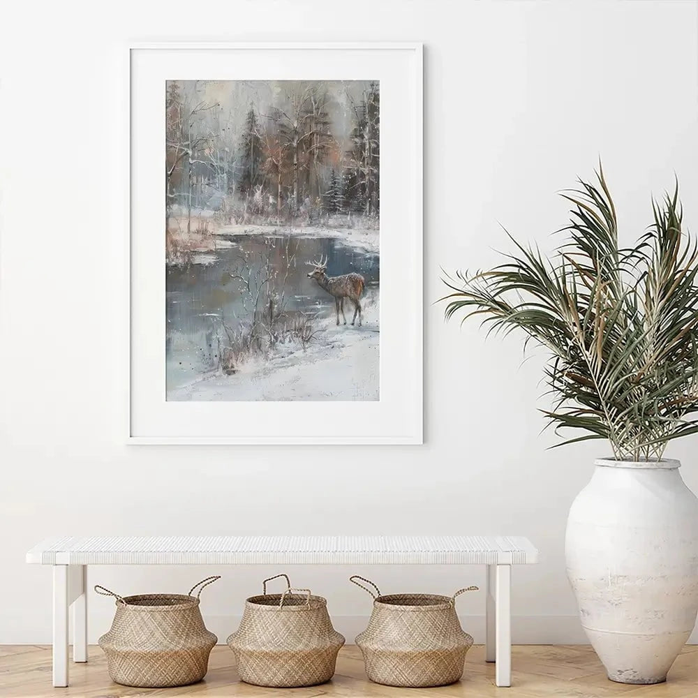 Lakeside Deer Framed Art Print Lakeside Deer Framed Art Print wall art product Petal Prints Design - Independent