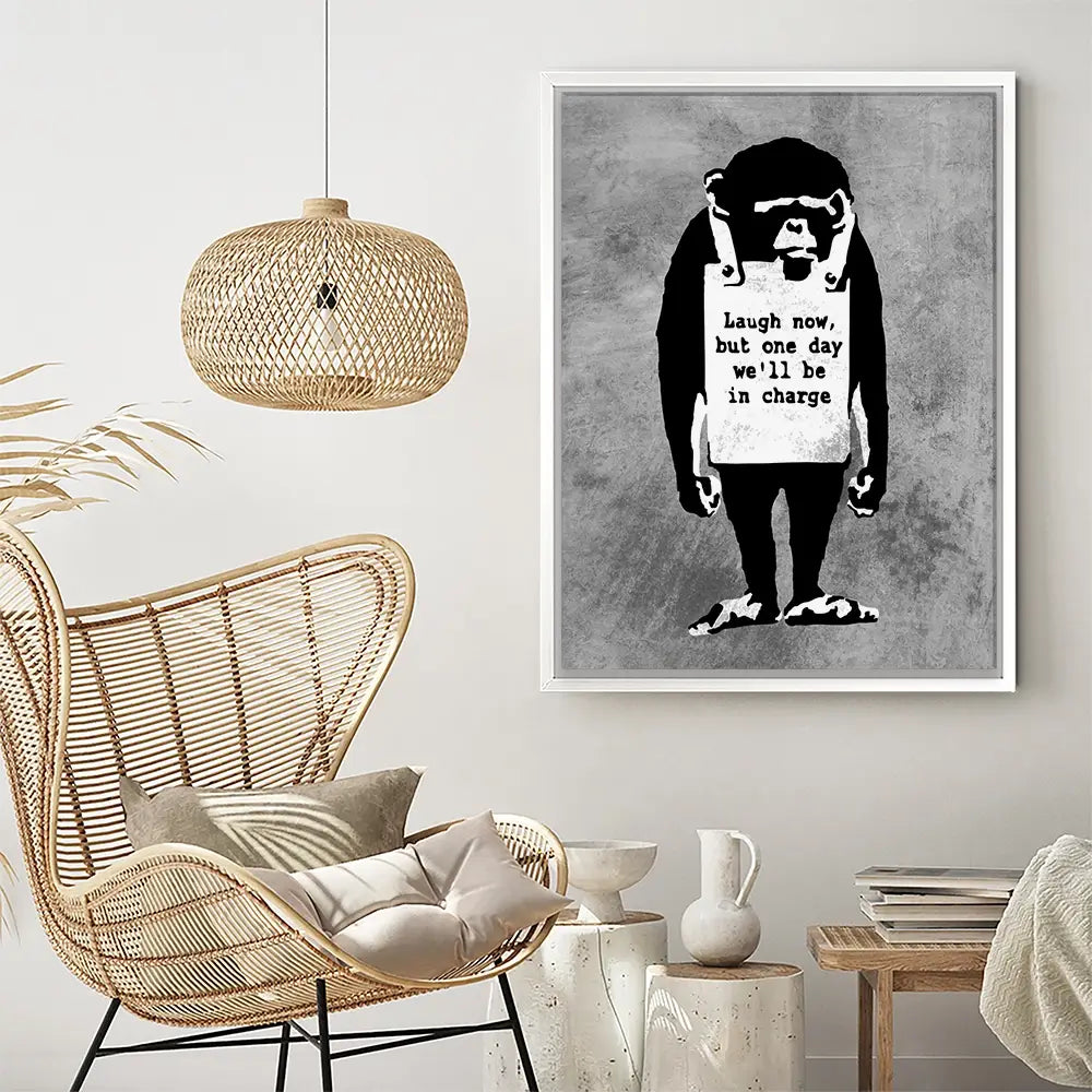 Laugh Now Monkey Canvas Print Laugh Now Monkey Canvas Print wall art product Banksy
