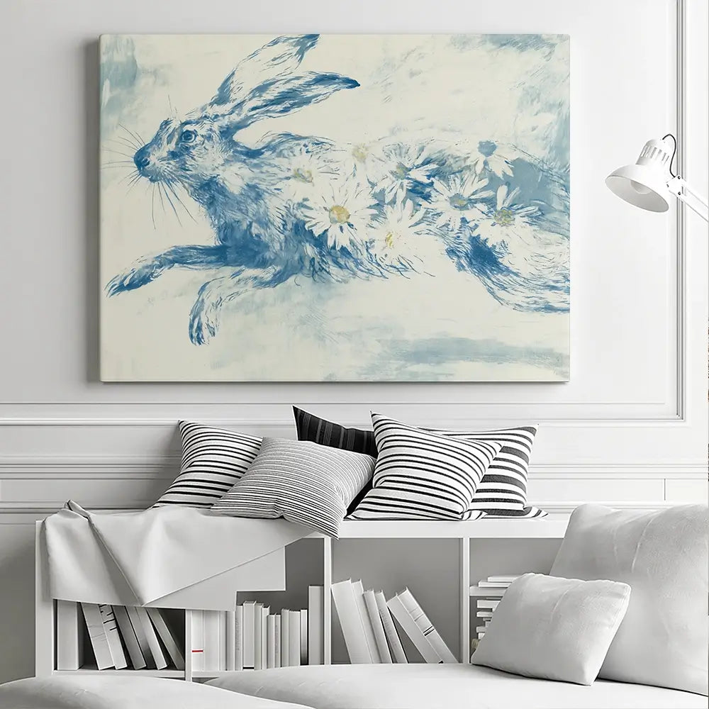 Leaping Rabbit Field Canvas Print Leaping Rabbit Field Canvas Print wall art product Chromatic Storm Studio