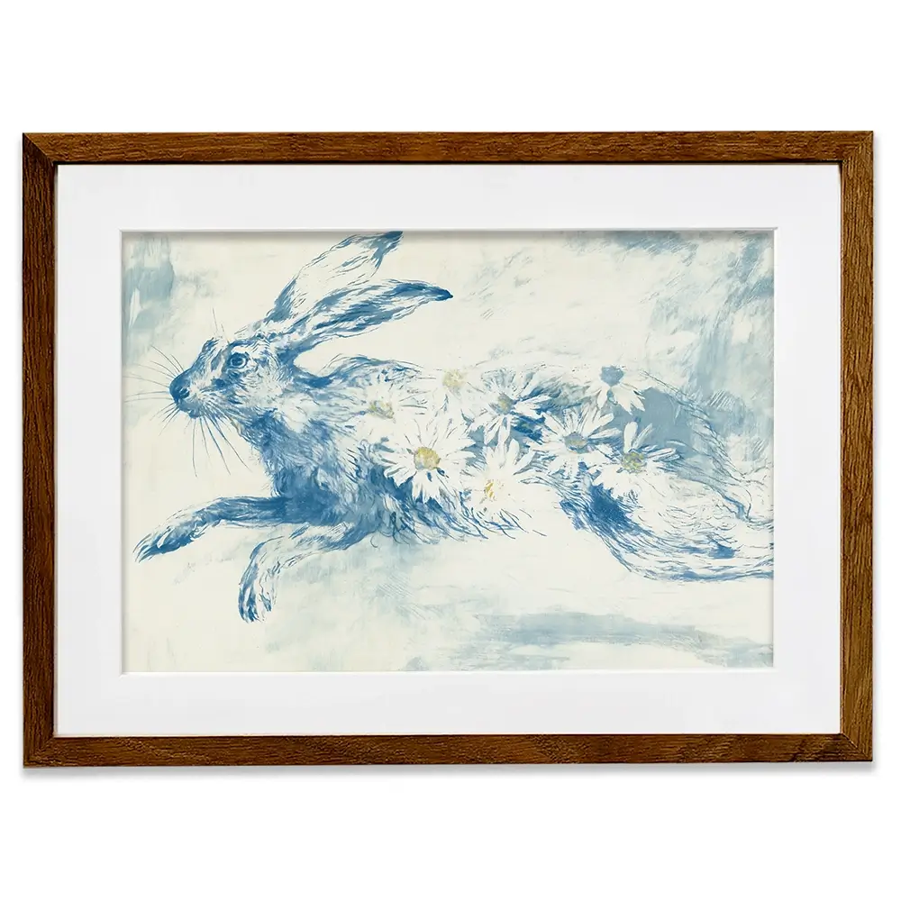 Leaping Rabbit Field Framed Art Print Leaping Rabbit Field Framed Art Print wall art product Chromatic Storm Studio