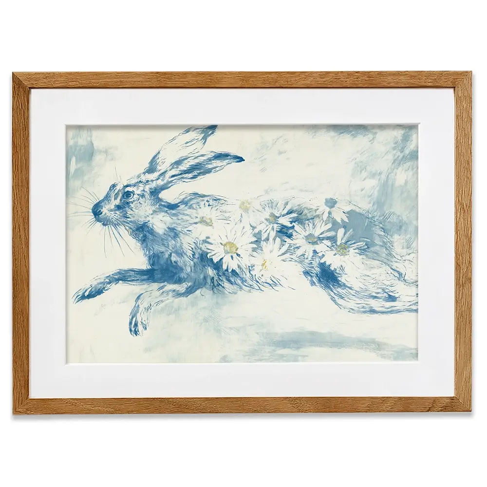 Leaping Rabbit Field Framed Art Print Leaping Rabbit Field Framed Art Print wall art product Chromatic Storm Studio