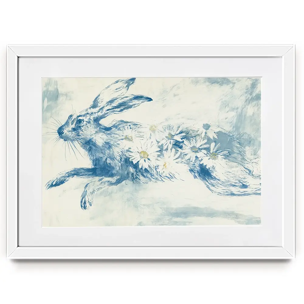 Leaping Rabbit Field Framed Art Print Leaping Rabbit Field Framed Art Print wall art product Chromatic Storm Studio