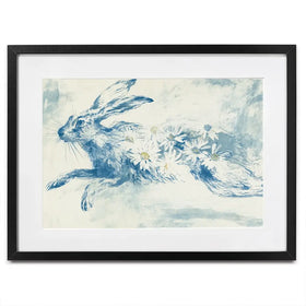 Leaping Rabbit Field Framed Art Print Leaping Rabbit Field Framed Art Print wall art product Chromatic Storm Studio