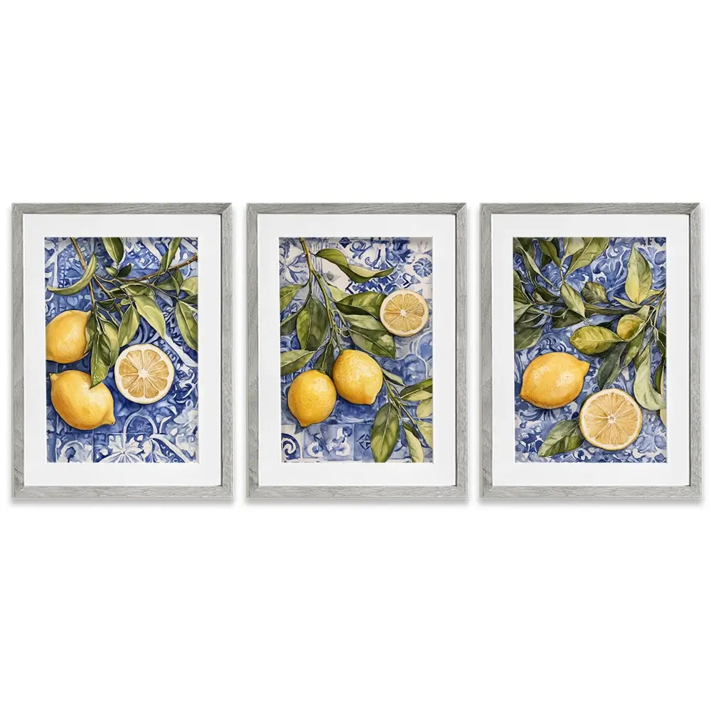 Lemon Citrus Framed Art Print Trio Lemon Citrus Framed Art Print Trio wall art product IAmHomeStudio