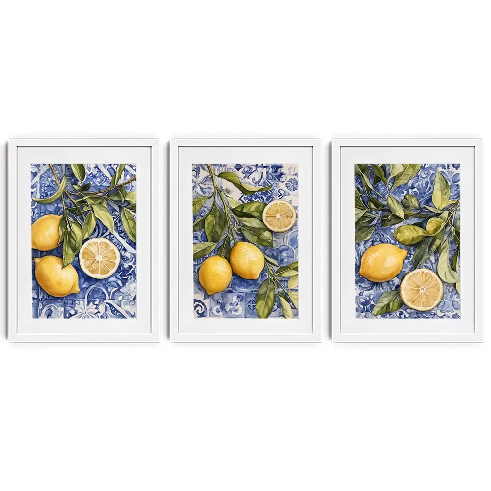 Lemon Citrus Framed Art Print Trio Lemon Citrus Framed Art Print Trio wall art product IAmHomeStudio
