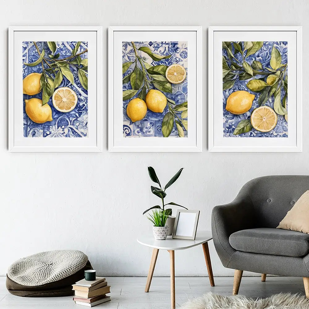 Lemon Citrus Framed Art Print Trio Lemon Citrus Framed Art Print Trio wall art product IAmHomeStudio