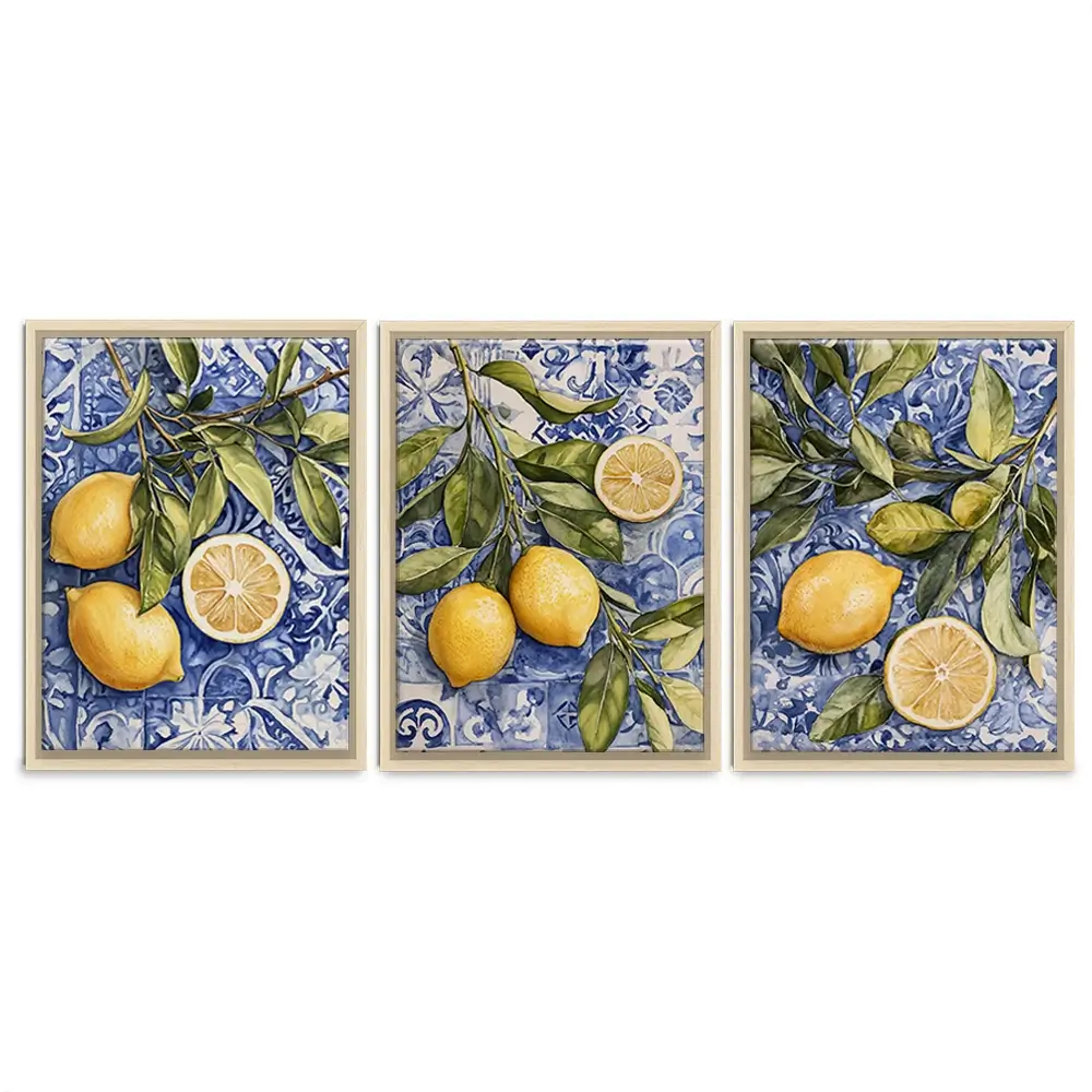 Lemon Citrus Trio Canvas Print Lemon Citrus Trio Canvas Print wall art product IAmHomeStudio
