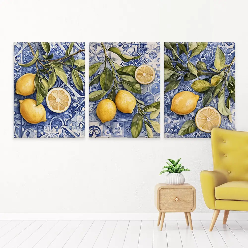 Lemon Citrus Trio Canvas Print Lemon Citrus Trio Canvas Print wall art product IAmHomeStudio