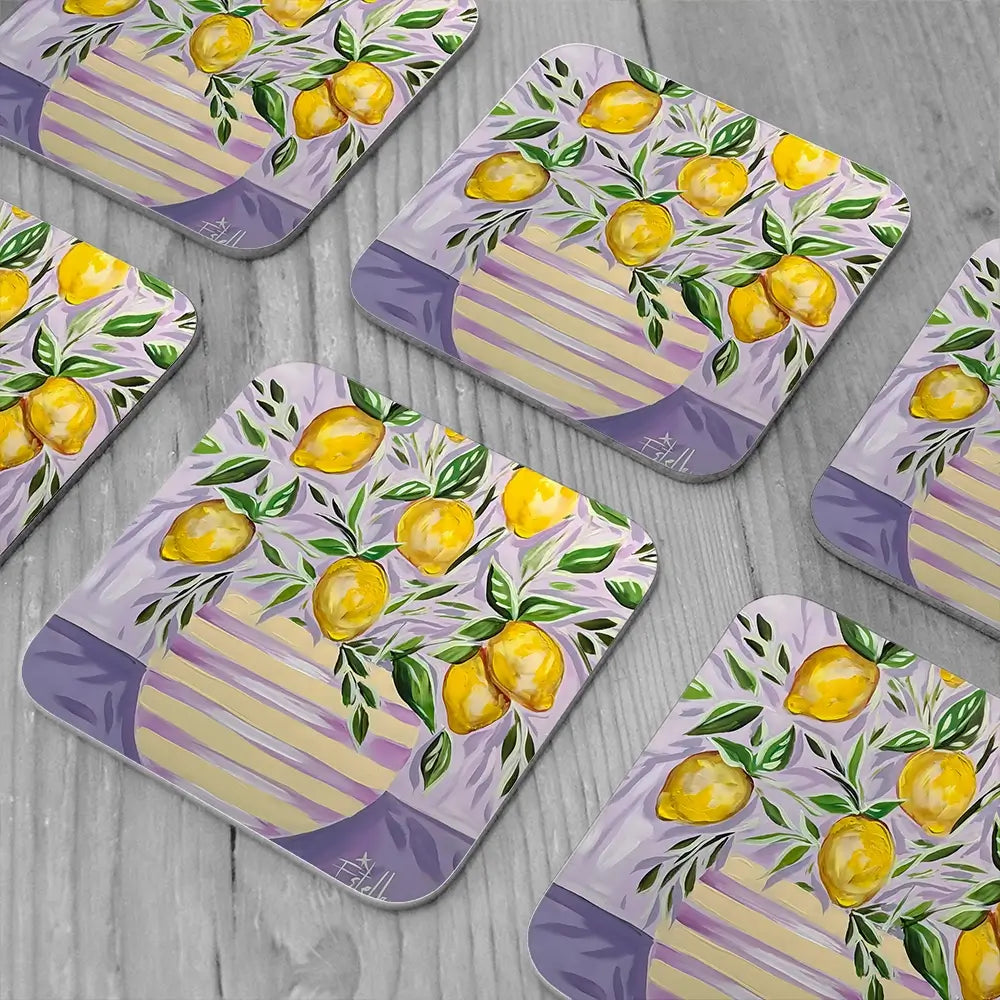 Lemon Zest Coaster Set Lemon Zest Coaster Set wall art product Estelle Grengs - Independent