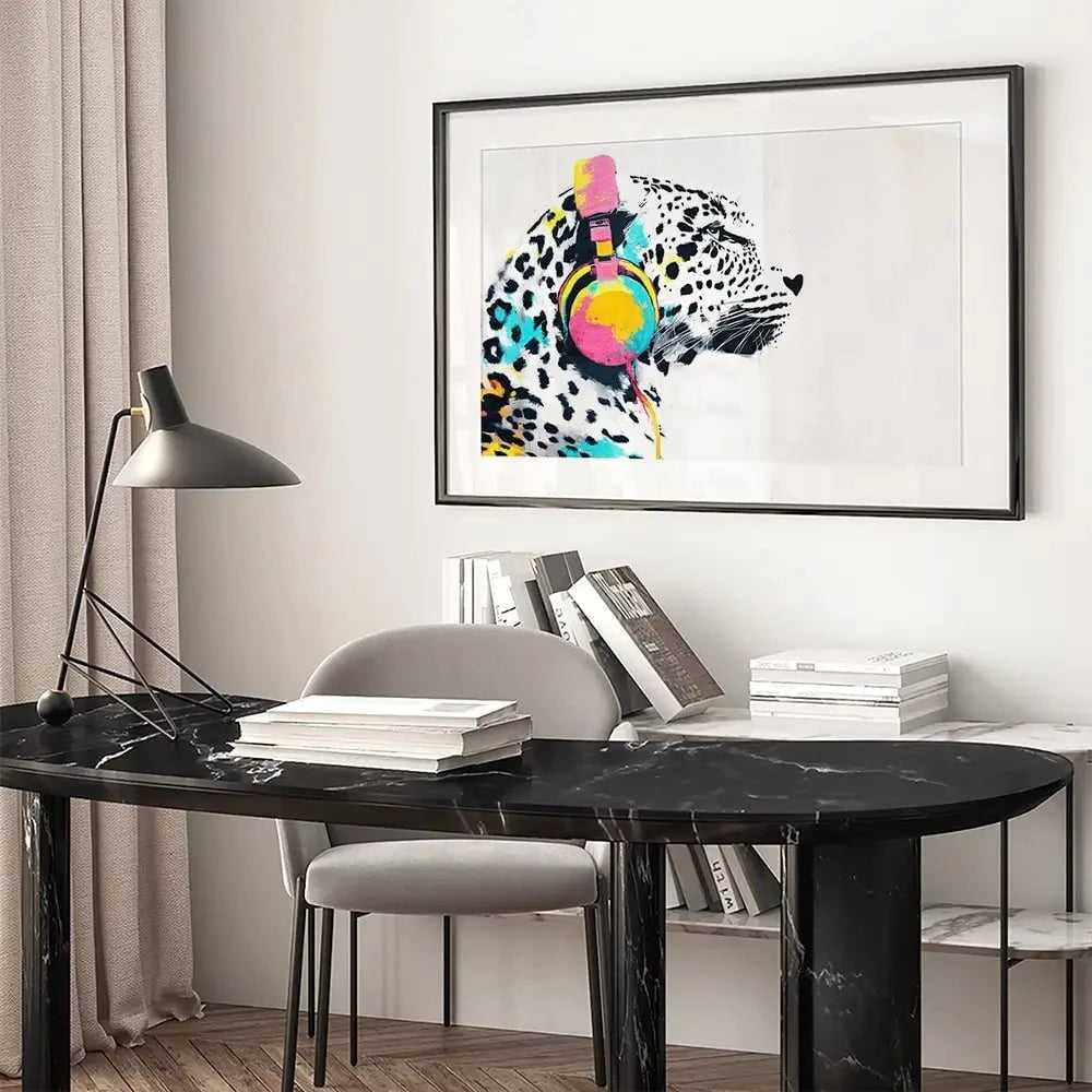 Leopard On Air Framed Art Print Leopard On Air Framed Art Print wall art product Svetlana Aleynikova