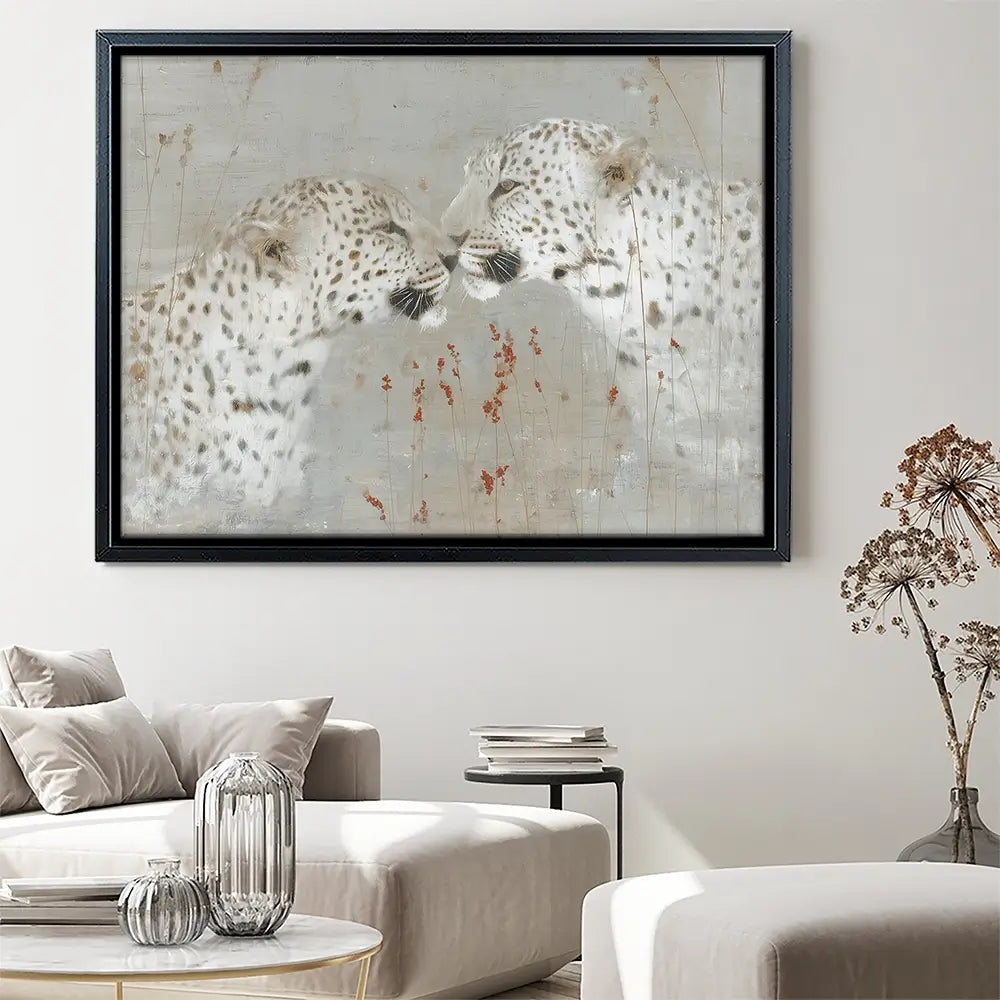 Leopard Pair Nuzzle Canvas Print Leopard Pair Nuzzle Canvas Print wall art product Chromatic Storm Studio