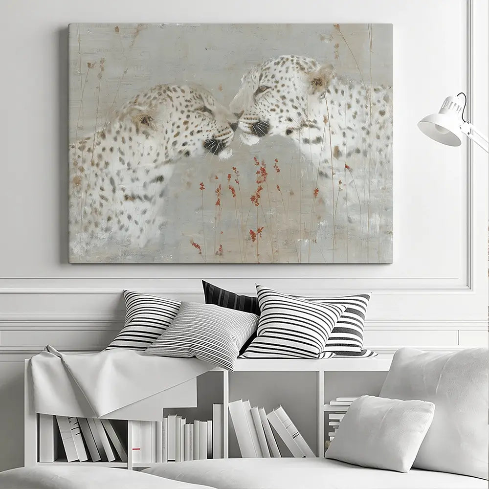 Leopard Pair Nuzzle Canvas Print Leopard Pair Nuzzle Canvas Print wall art product Chromatic Storm Studio
