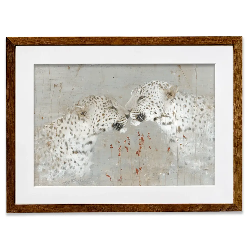 Leopard Pair Nuzzle Framed Art Print Leopard Pair Nuzzle Framed Art Print wall art product Chromatic Storm Studio