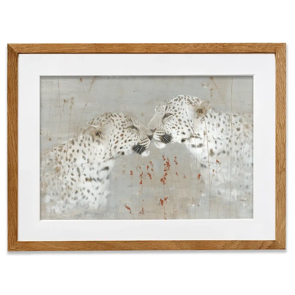 Leopard Pair Nuzzle Framed Art Print Leopard Pair Nuzzle Framed Art Print wall art product Chromatic Storm Studio