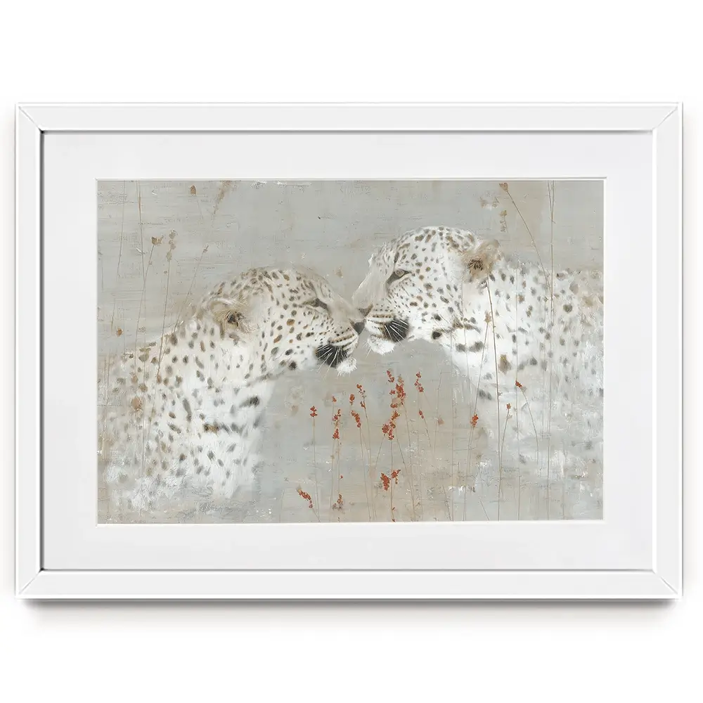Leopard Pair Nuzzle Framed Art Print Leopard Pair Nuzzle Framed Art Print wall art product Chromatic Storm Studio