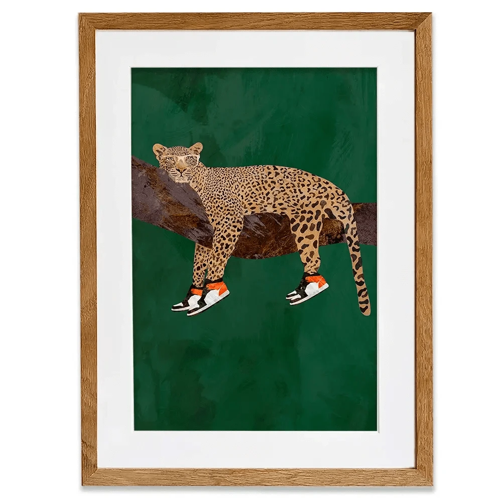 Leopard Wearing Sneakers Framed Art Print Leopard Wearing Sneakers Framed Art Print wall art product Sarah Manovski