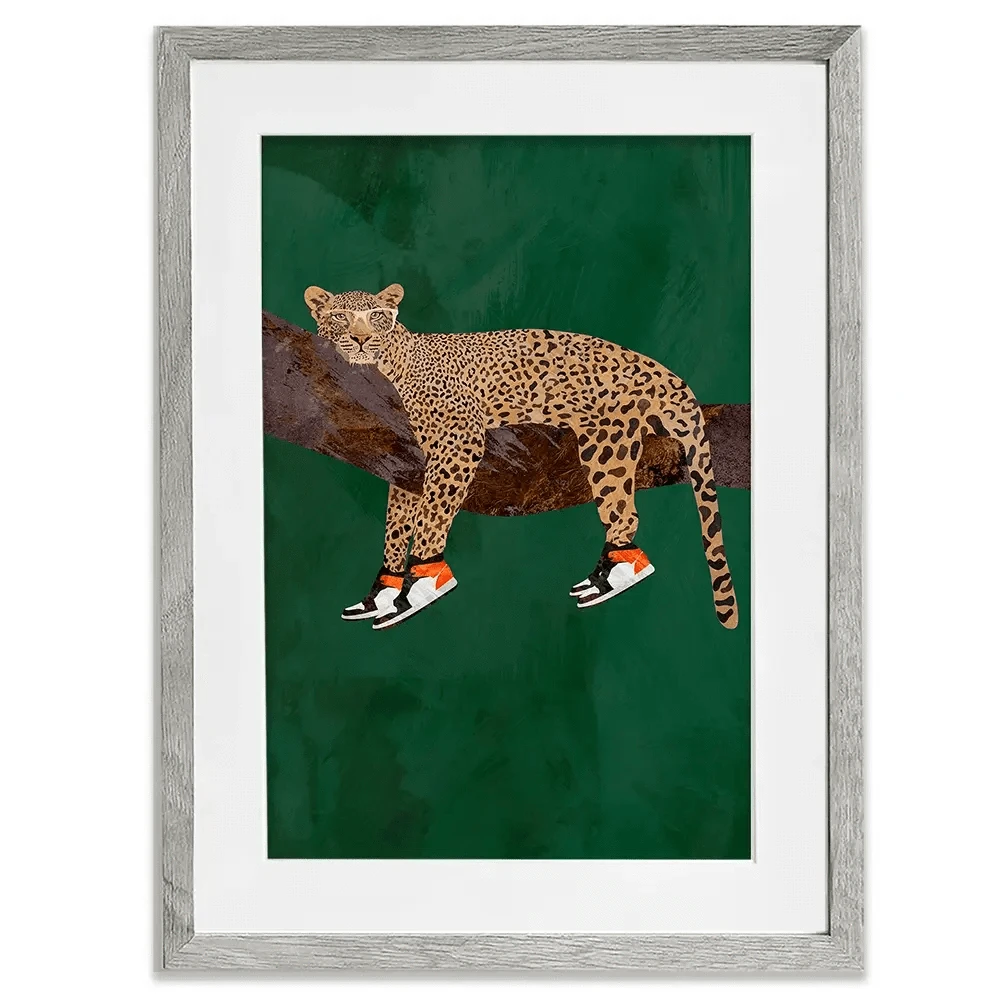 Leopard Wearing Sneakers Framed Art Print Leopard Wearing Sneakers Framed Art Print wall art product Sarah Manovski