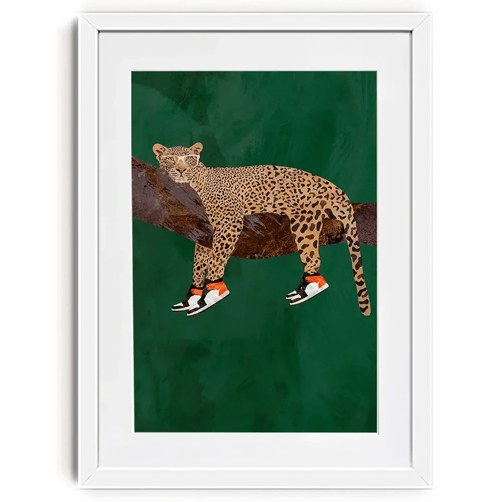 Leopard Wearing Sneakers Framed Art Print Leopard Wearing Sneakers Framed Art Print wall art product Sarah Manovski