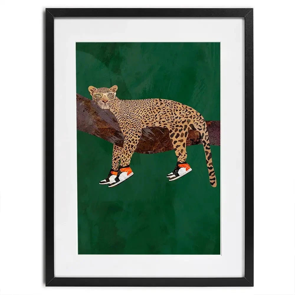 Leopard Wearing Sneakers Framed Art Print Leopard Wearing Sneakers Framed Art Print wall art product Sarah Manovski