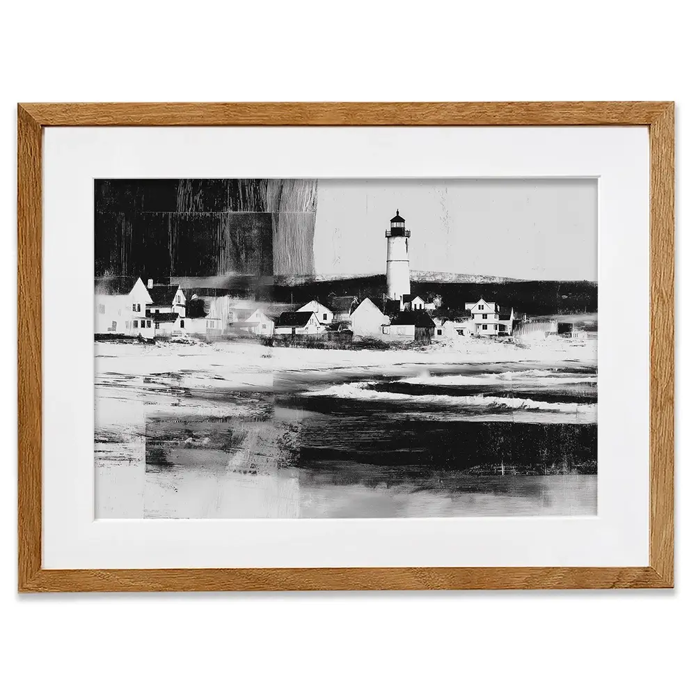 Lighthouse By The Ocean Framed Art Print Lighthouse By The Ocean Framed Art Print wall art product Chromatic Storm Studio