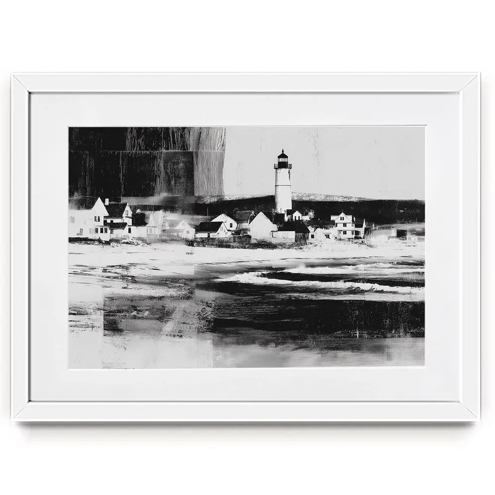 Lighthouse By The Ocean Framed Art Print Lighthouse By The Ocean Framed Art Print wall art product Chromatic Storm Studio