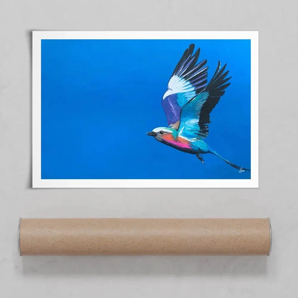 Lilac Breasted Roller In Flight Art Print Lilac Breasted Roller In Flight Art Print wall art product Laure Bury
