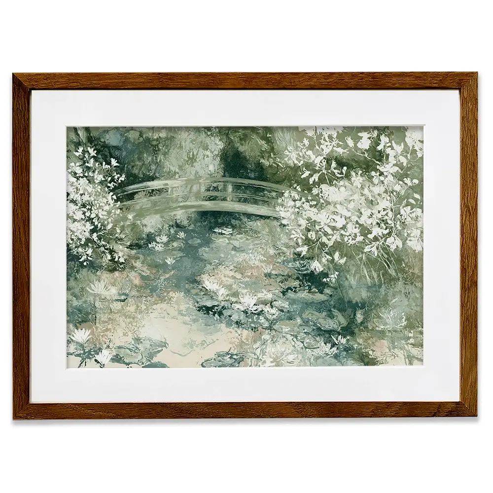 Lily Pond Bridge Framed Art Print Lily Pond Bridge Framed Art Print wall art product Chromatic Storm Studio