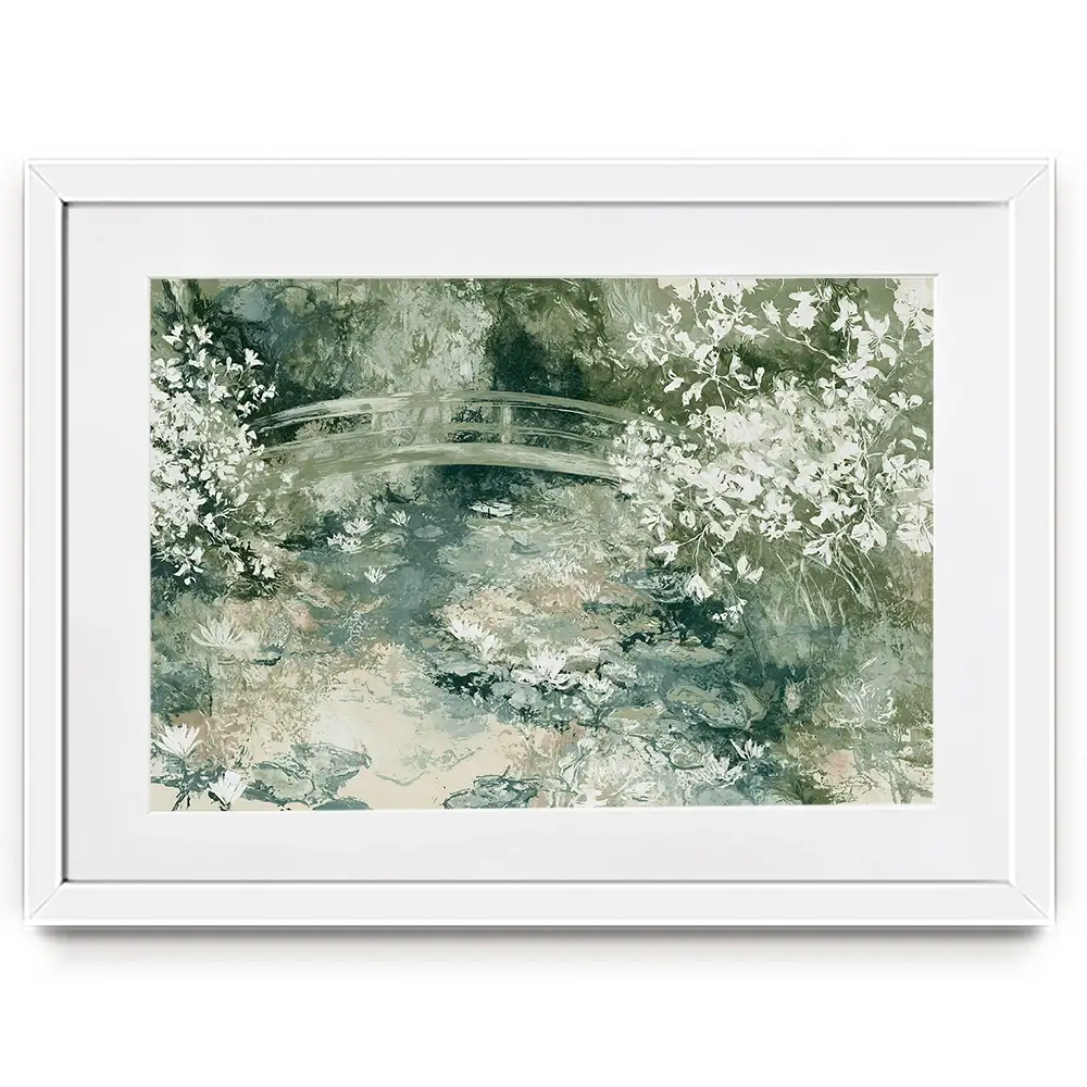 Lily Pond Bridge Framed Art Print Lily Pond Bridge Framed Art Print wall art product Chromatic Storm Studio