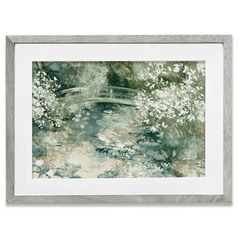Lily Pond Bridge Framed Art Print Lily Pond Bridge Framed Art Print wall art product Chromatic Storm Studio