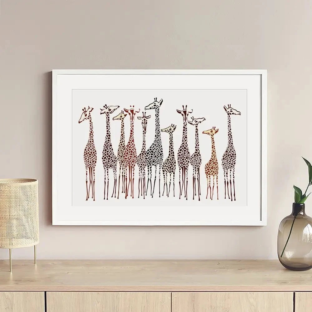 Line Of Giraffes Framed Art Print Line Of Giraffes Framed Art Print wall art product fresher / Shutterstock