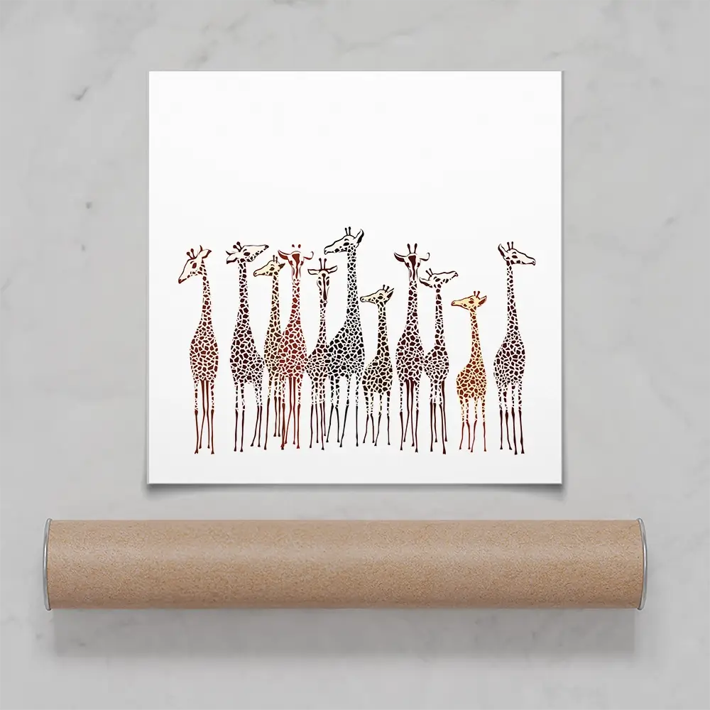 Line Of Giraffes Square Art Print Line Of Giraffes Square Art Print wall art product fresher / Shutterstock