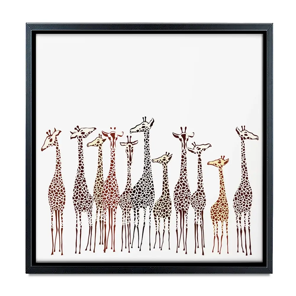 Line Of Giraffes Square Canvas Print Line Of Giraffes Square Canvas Print wall art product fresher / Shutterstock